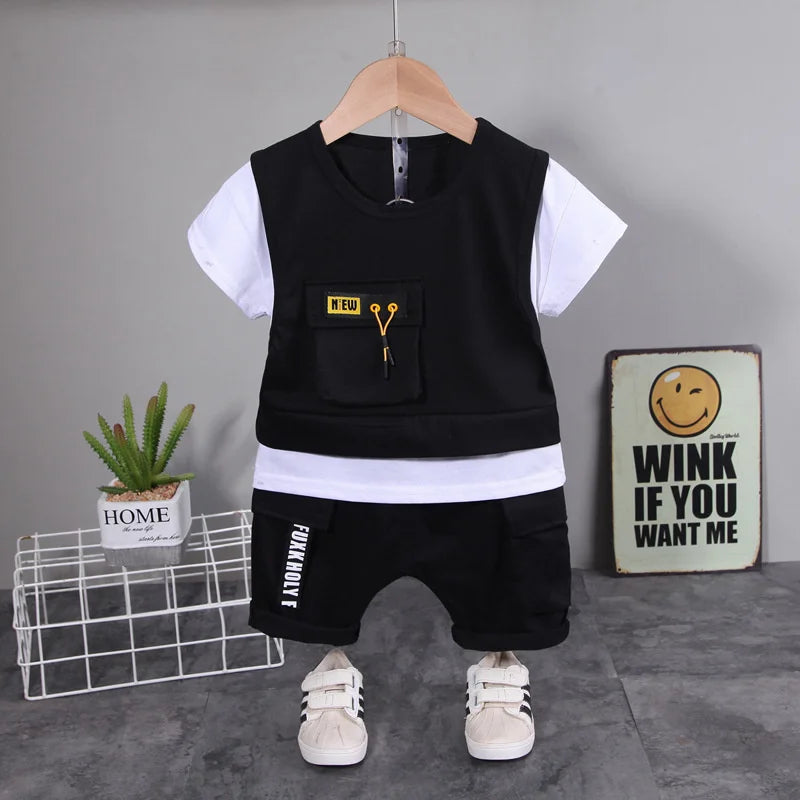 New Summer Infant Boys Clothing Children Casual T-Shirt Shorts 2Pcs/Set Toddler Baby Girl Clothes Sports Costume Kids Tracksuits