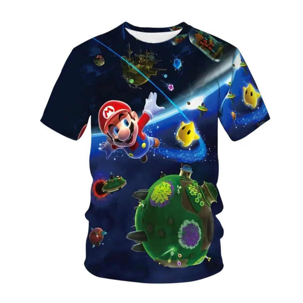 Summer T-shirt Super Mario bros T-shirt Kids Harajuku Fashion Casual T-Shirt Boy Girls Polyester Summer Men Women Short Sleeve