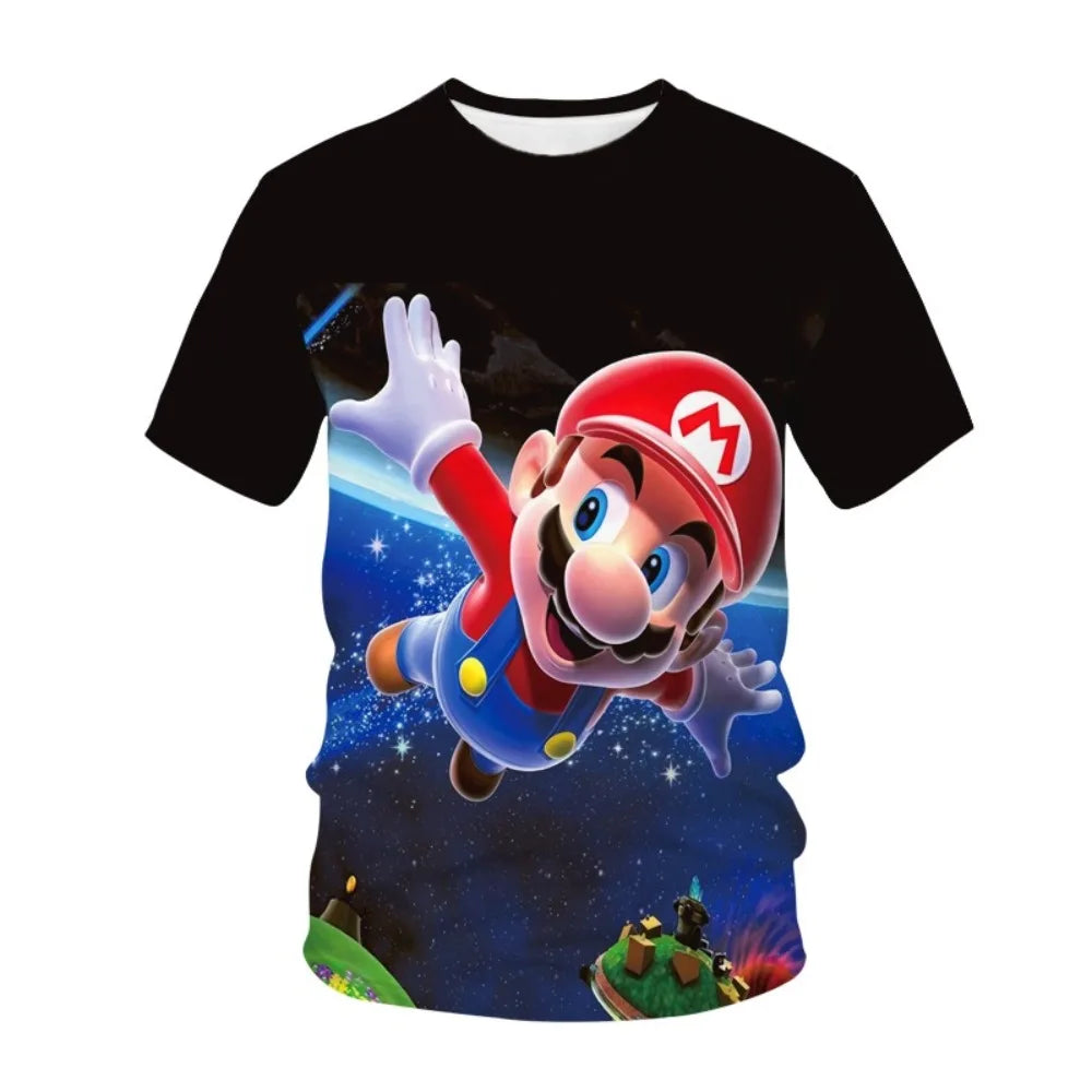 Summer T-shirt Super Mario bros T-shirt Kids Harajuku Fashion Casual T-Shirt Boy Girls Polyester Summer Men Women Short Sleeve