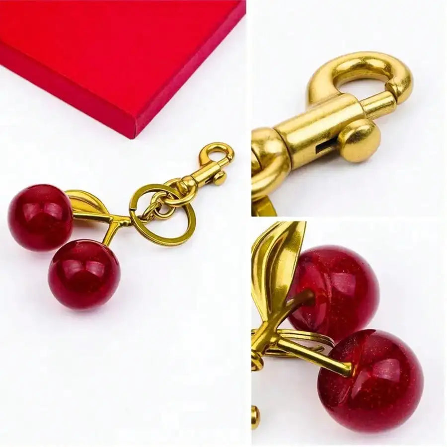 Trendy Red Cherry Pendant Keychain for Women Cute Bag Decorations Multifunctional Jewelry Car Key Accessories Charm Keyring Gift