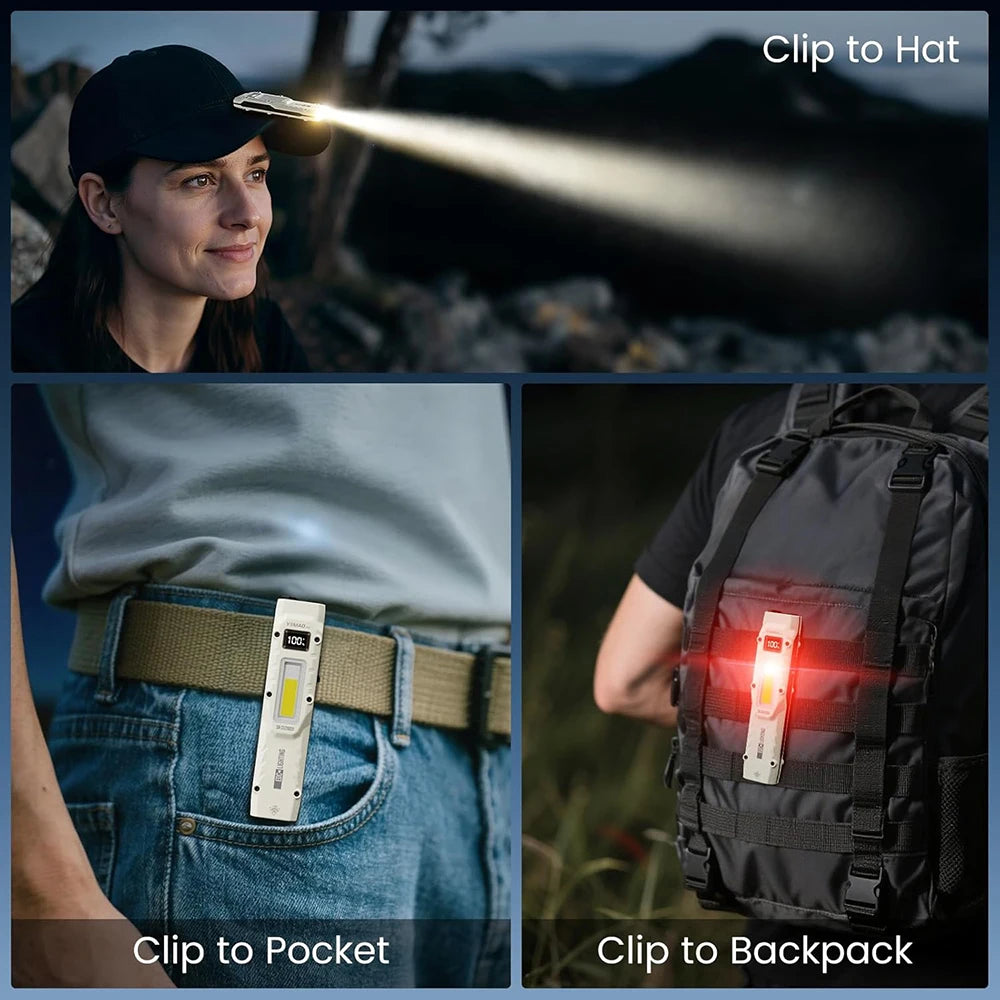 Rechargeable Small Tactical Flashlight EDC LED Light with Digital Display 13 Modes Pocket Flashlight with Clip For Home Outdoor