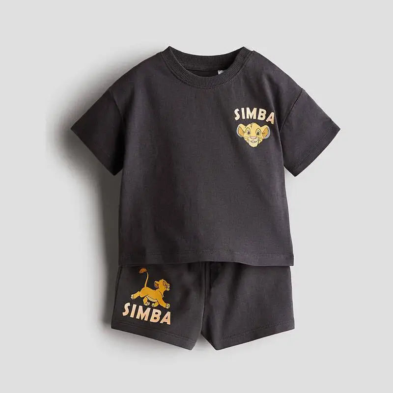 New Cartoon Sets Boys And Girls Round Neck T-shirt +Shorts 2025 Summer Clothing Casual Loose Tops Loose Shorts Two Piece Suit
