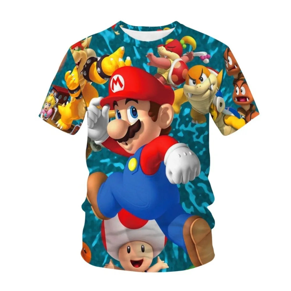 Summer T-shirt Super Mario bros T-shirt Kids Harajuku Fashion Casual T-Shirt Boy Girls Polyester Summer Men Women Short Sleeve