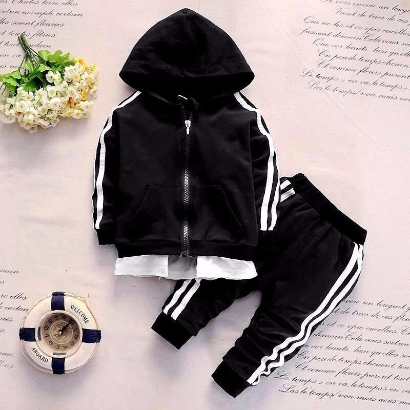 New Spring Autumn Baby Casual Tracksuit Children Boys Girls Zipper Hoodeis Pants 2Pcs/Set Kids Infant Cotton Clothing Sport Sets