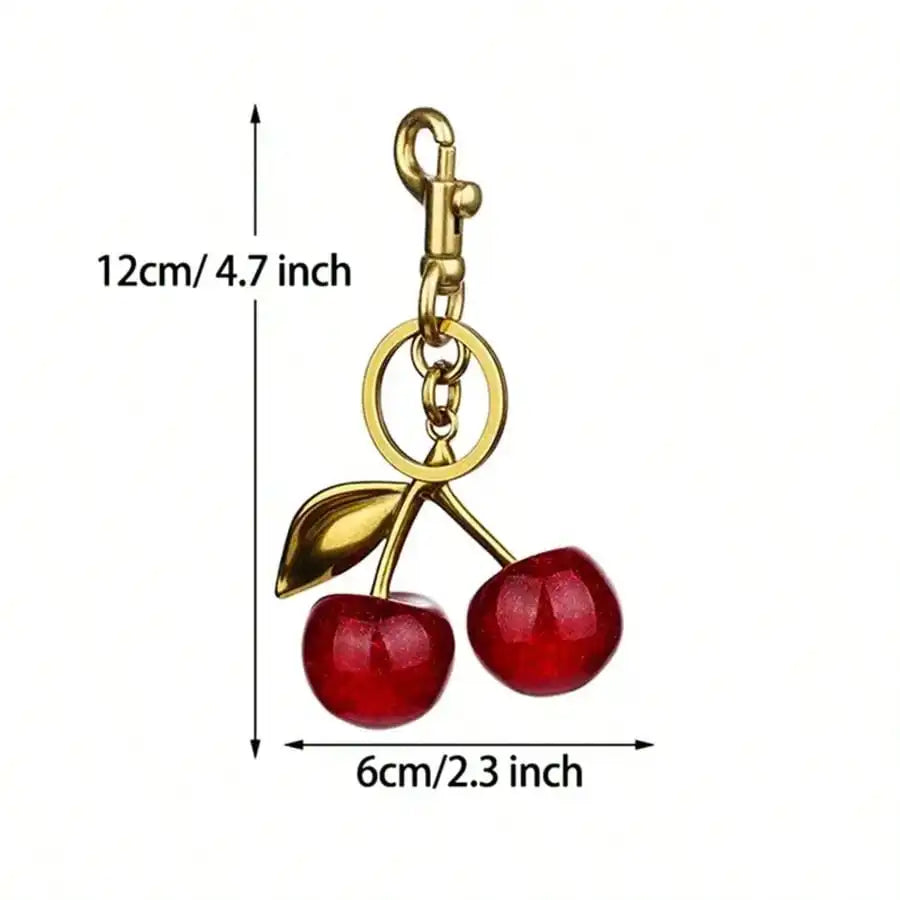 Trendy Red Cherry Pendant Keychain for Women Cute Bag Decorations Multifunctional Jewelry Car Key Accessories Charm Keyring Gift