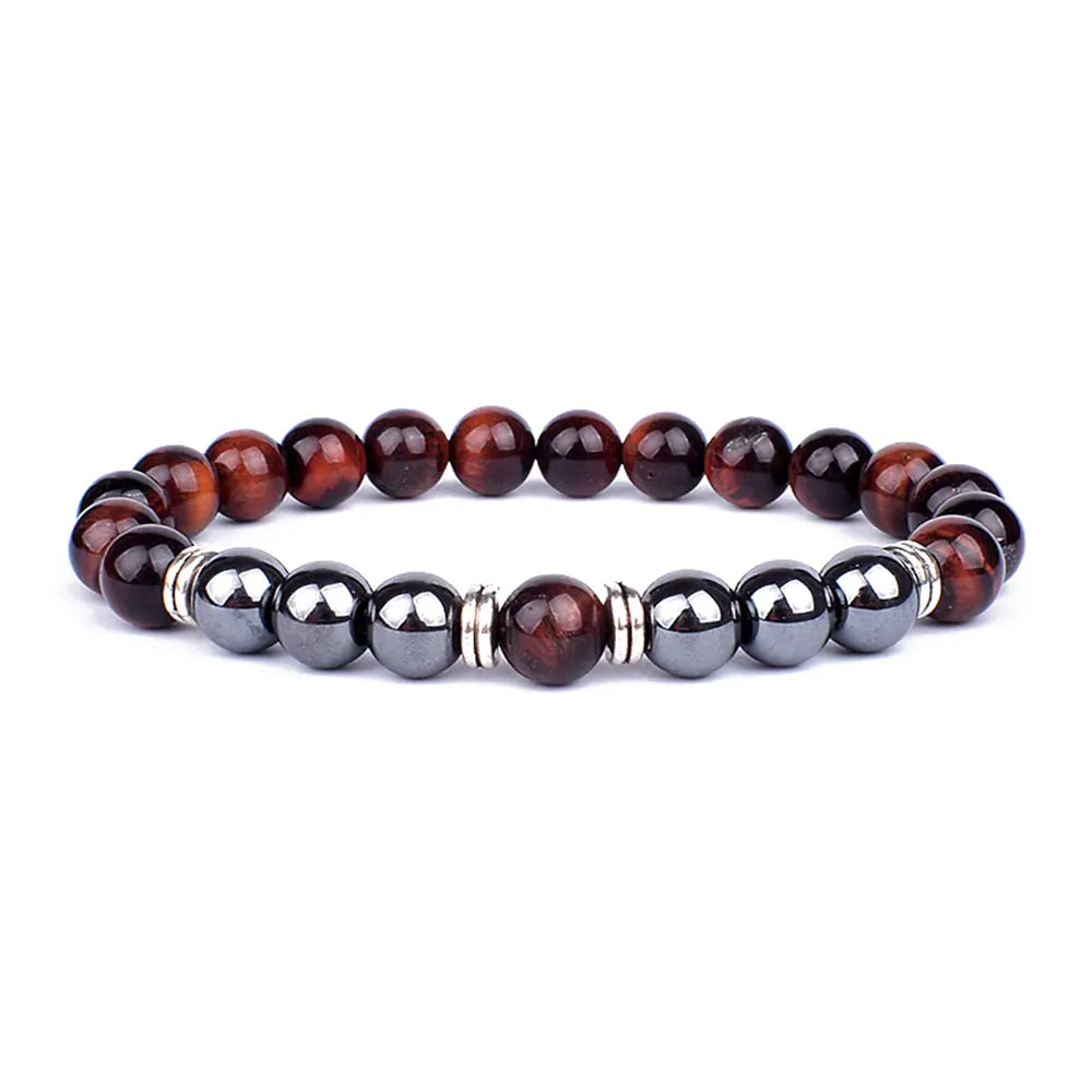 Natural Stone Men's Bracelet: Tiger Eye & Agate
