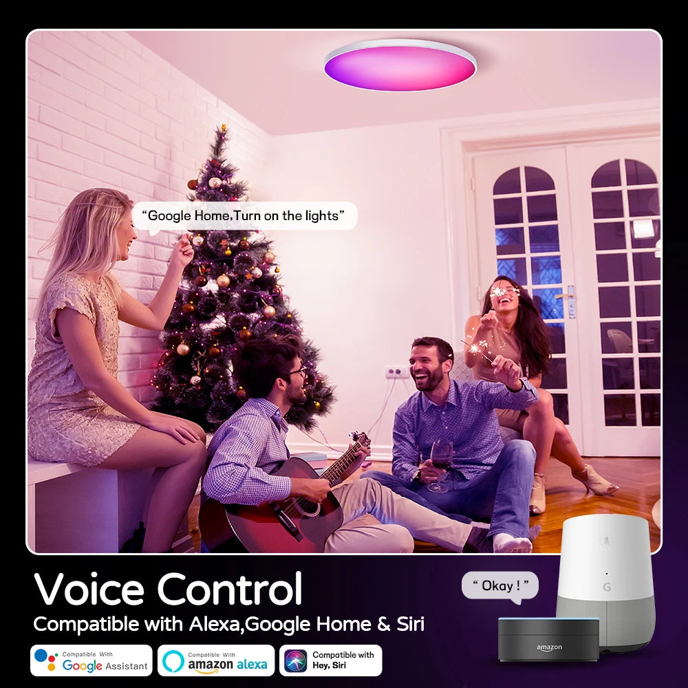 Smart Ceiling Light WiFi 30W 48W RGBCW Decken Lamp Voice Control LED Lights Plafonnier Home Room Decoration With Google Alexa
