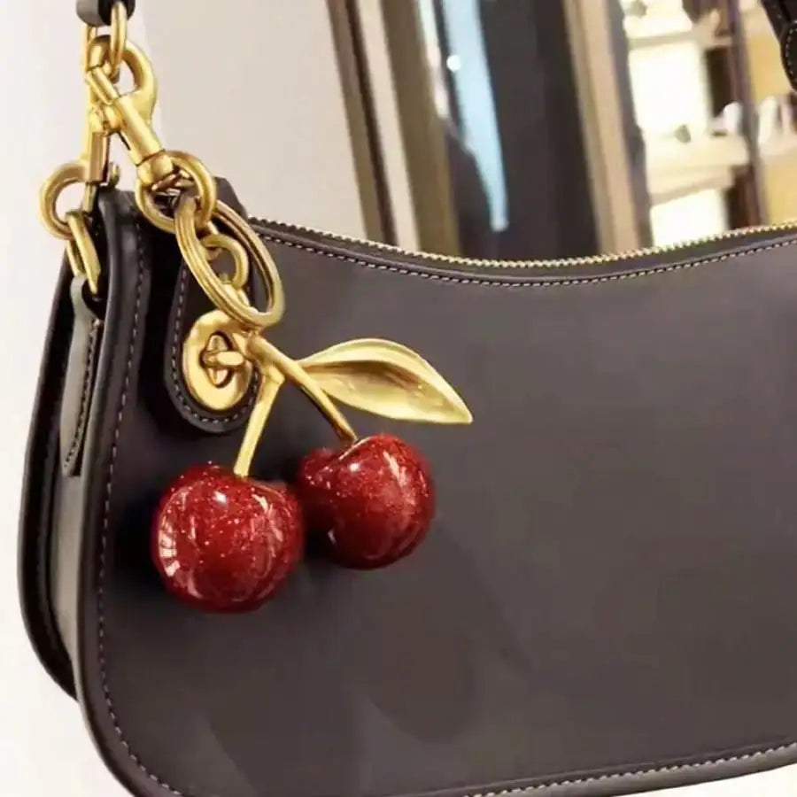 Trendy Red Cherry Pendant Keychain for Women Cute Bag Decorations Multifunctional Jewelry Car Key Accessories Charm Keyring Gift