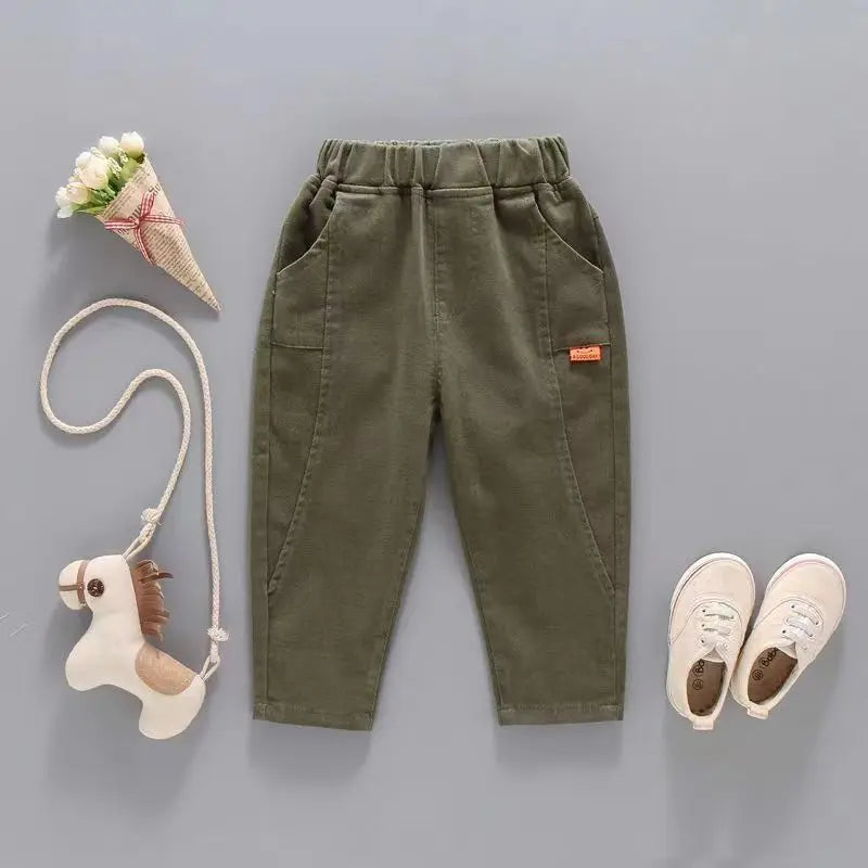 Spring Kids Pants & Capris Cotton Trousers Boys Thin Long Pants Spring Fall Casual Wear Simple Design Baby Childrens Clothing