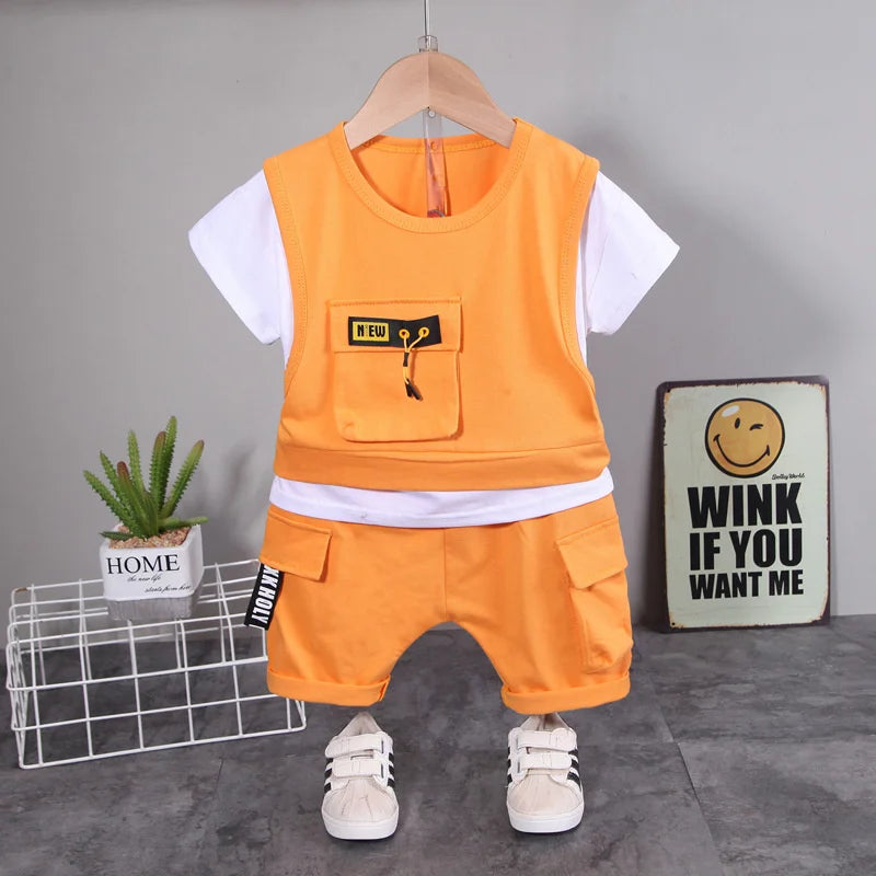 New Summer Infant Boys Clothing Children Casual T-Shirt Shorts 2Pcs/Set Toddler Baby Girl Clothes Sports Costume Kids Tracksuits