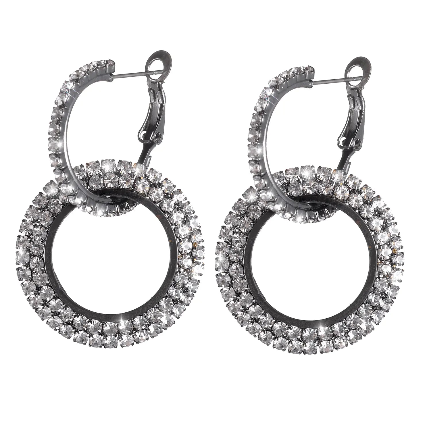 Trendy Rhinestone Hoop Earrings with Crystal Accents