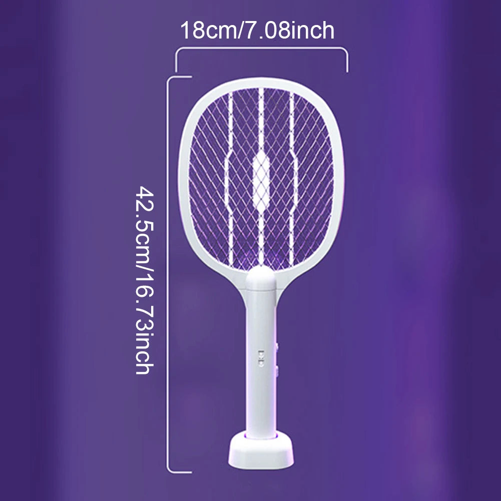 Upgraded 2-in-1 Mosquito Racket Insect Killer Purple Lamp USB Charging Protective Net Household Supplies for Home Summer Sleep
