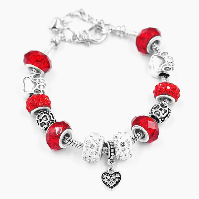 DIY Crystal Bead Bracelet - Heart Couple Snake Chain