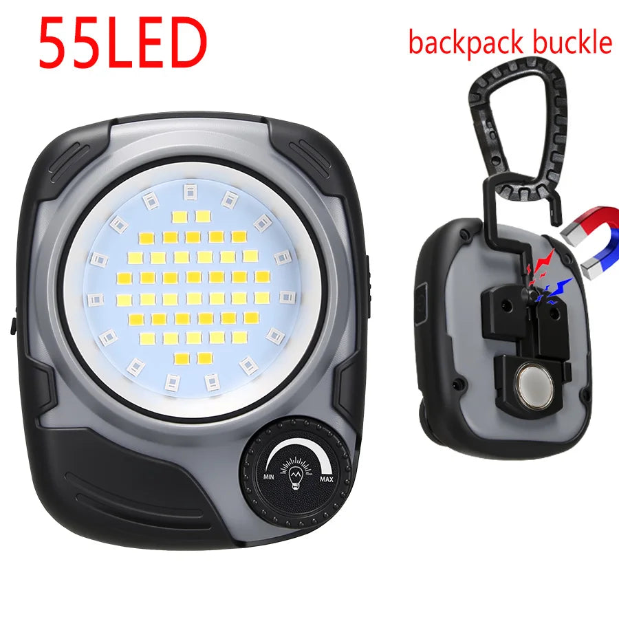 Rechargeable LED/COB Camping Lantern,500LM Stepless Dimming,Waterproof Lamp w/ Hook & Magnet for Hiking Camping Home Emergency