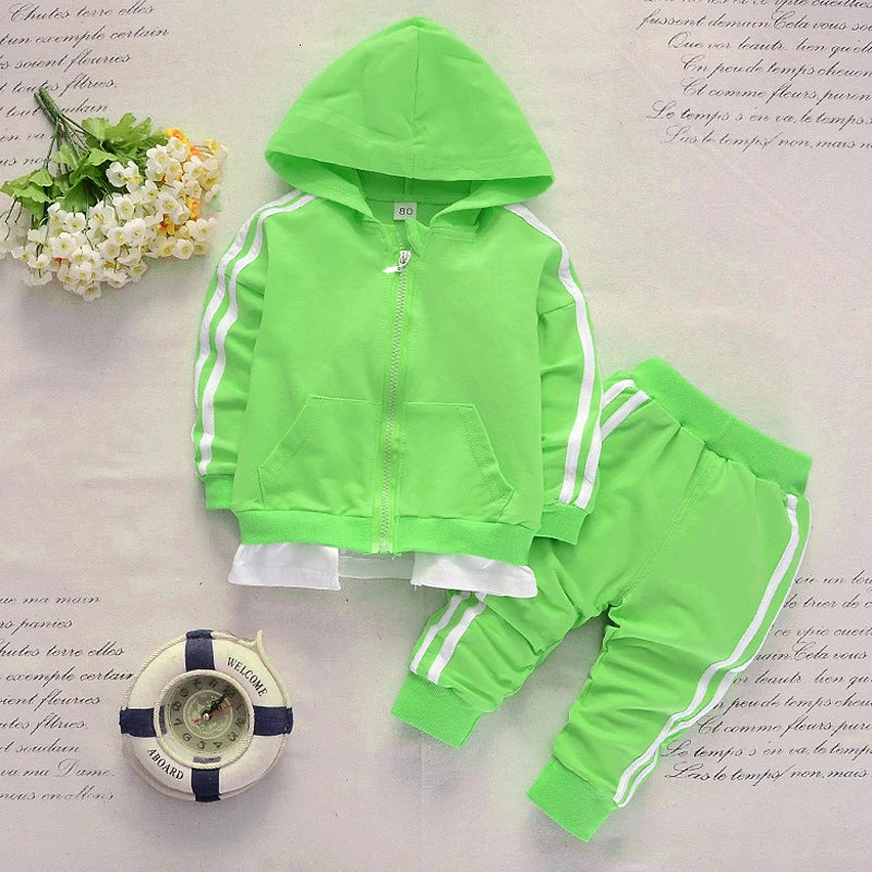 New Spring Autumn Baby Casual Tracksuit Children Boys Girls Zipper Hoodeis Pants 2Pcs/Set Kids Infant Cotton Clothing Sport Sets
