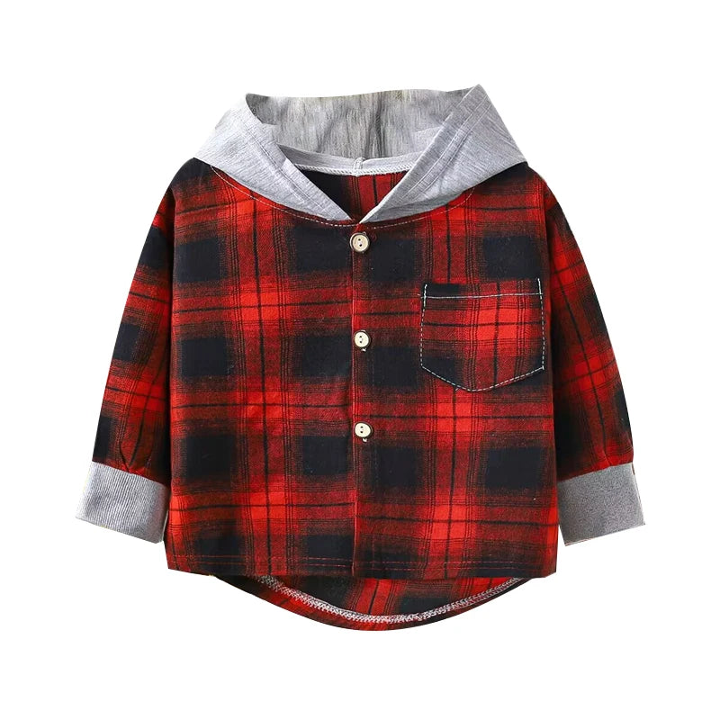 New children's hat shirt children's clothing baby boy casual plaid shirt girl long-sleeved clothing foreign shirt 2-10 years old