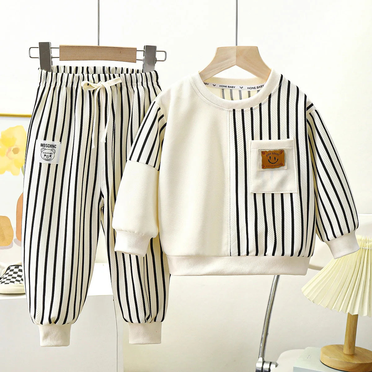Spring Children's Spring Clothes Round Neck Long Sleeve Sweater Boys and Girls Trendy Baby Stylish Children's Clothing 2PCS