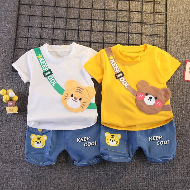 Summer Baby Boys Clothing Sets Cartoon Bear Cotton T-Shirt + Shorts 2Pcs Suits for Baby Kids Tracksuits Infant Casual Outfits