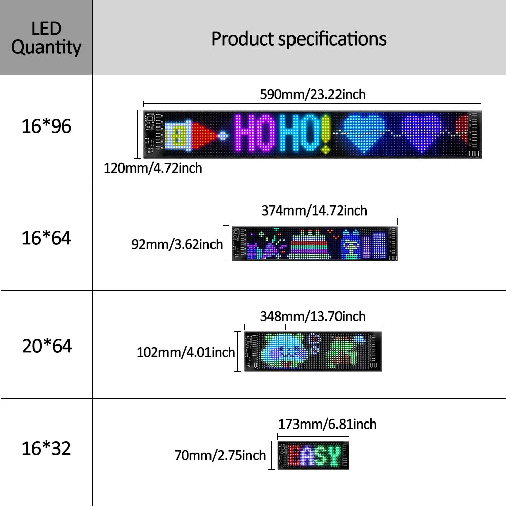 Programmable LED Matrix Panel for Advertising,Small Screen Animation 5V LED Sign for Car Business Shop Bar Party Festival Home