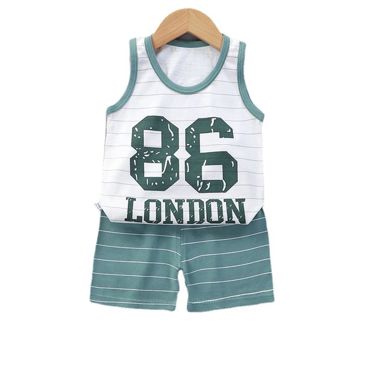 Sleeveless Tshirt Shorts Two Piece Casual Sports Cotton Wear Babies Boys Round Neck Tops Set Cartoon Printed Summer Clothing