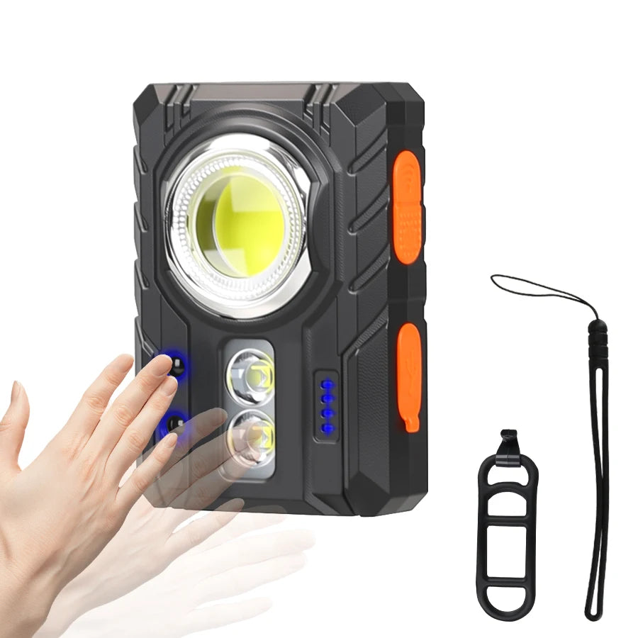 Rechargeable LED Flashlight Work Light Headlamp Hands Free Magnetic Tail Clip Camping Light Outdoor Inspection Lamp w/Red Mode