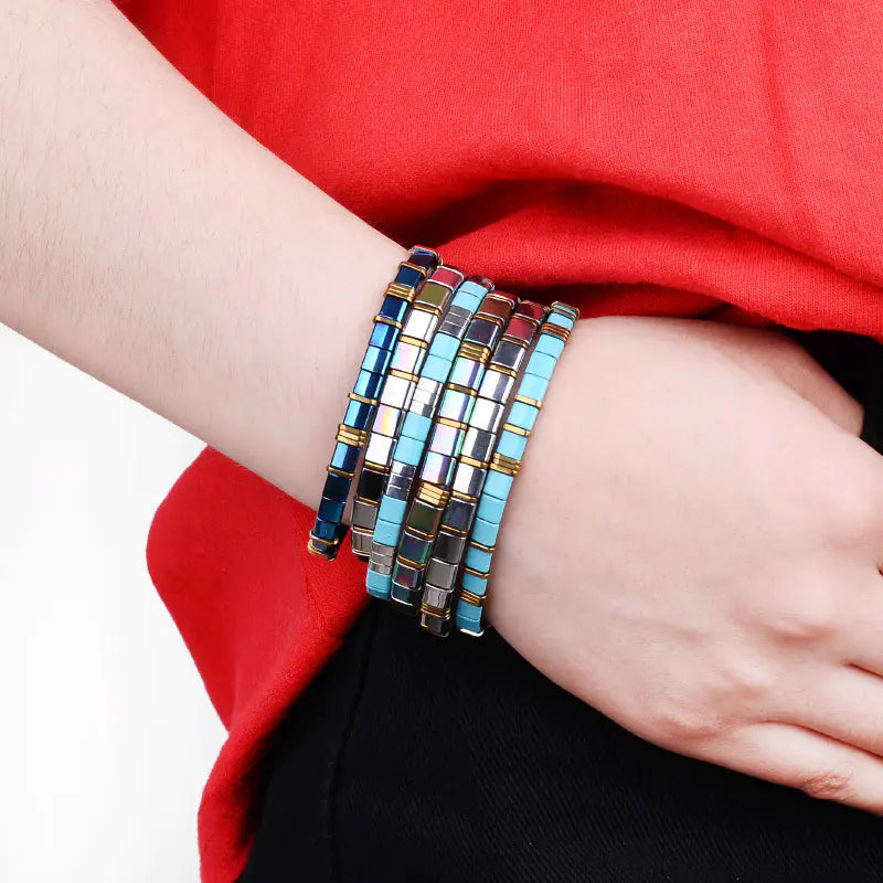 Colorful Square Beaded Bracelet for Women