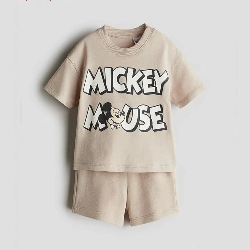 New Cartoon Sets Boys And Girls Round Neck T-shirt +Shorts 2025 Summer Clothing Casual Loose Tops Loose Shorts Two Piece Suit