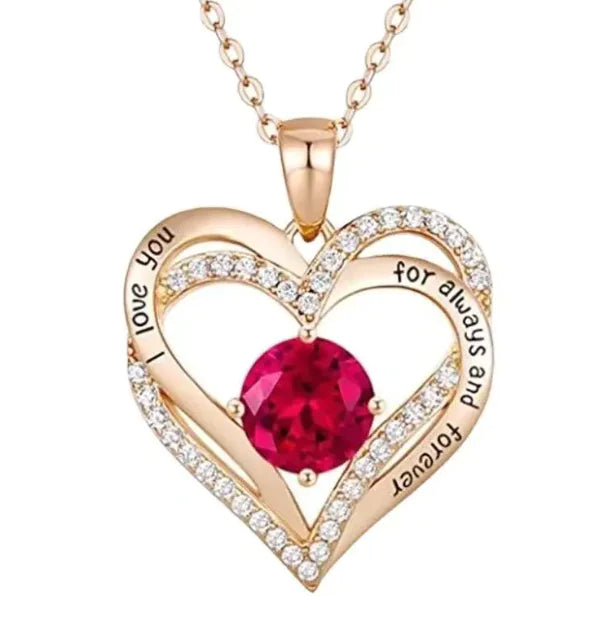 Double Heart Zircon Pendant Necklace – Women's Heart-Shaped Alloy Jewelry