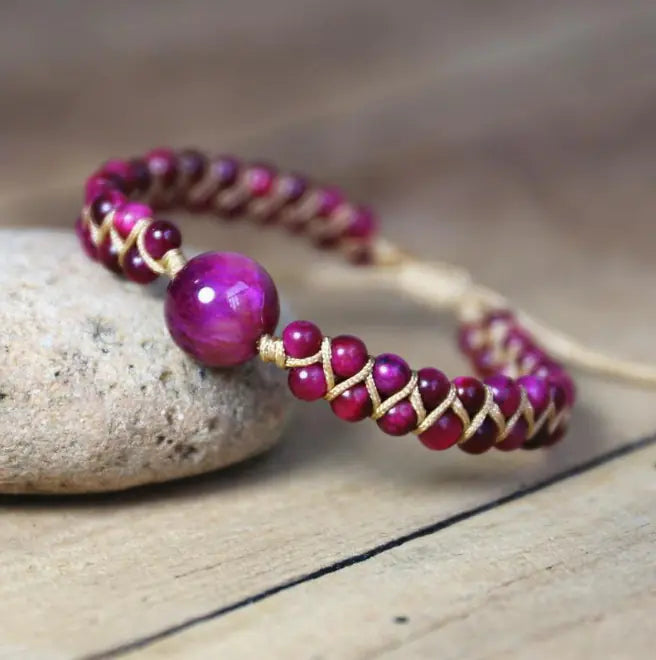 Handcrafted Double Layer Tiger Eye Stone Bracelet for Women