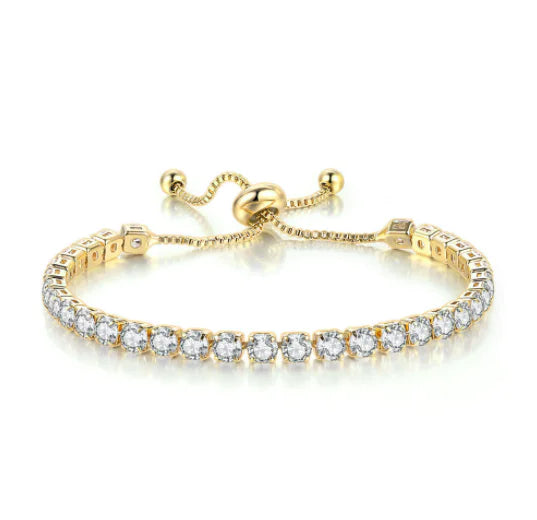 Adjustable 4mm Round Zircon Diamond Tennis Bracelet