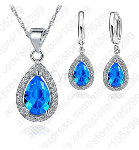 Zircon Jewelry Set - Earrings and Necklace Combination
