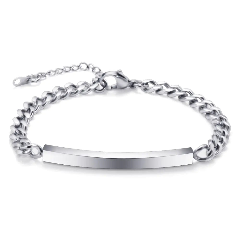 Laser Engraved Titanium Steel Couple Bracelets