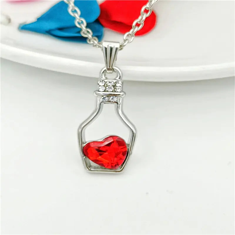 Heart-Shaped Crystal Necklace with Drifting Bottle Pendant