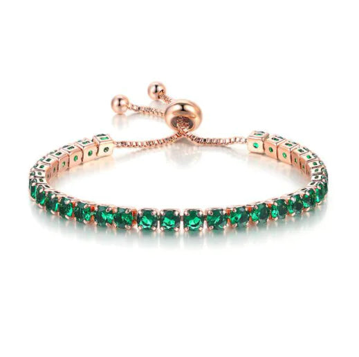 Adjustable 4mm Round Zircon Diamond Tennis Bracelet