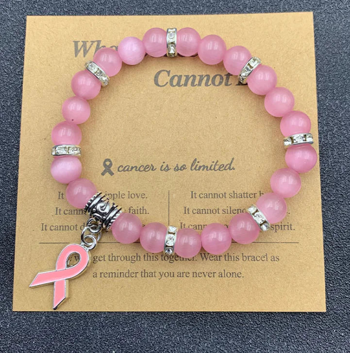 Rhodochrosite Bow Bracelet with Crystal Ribbon Pendant