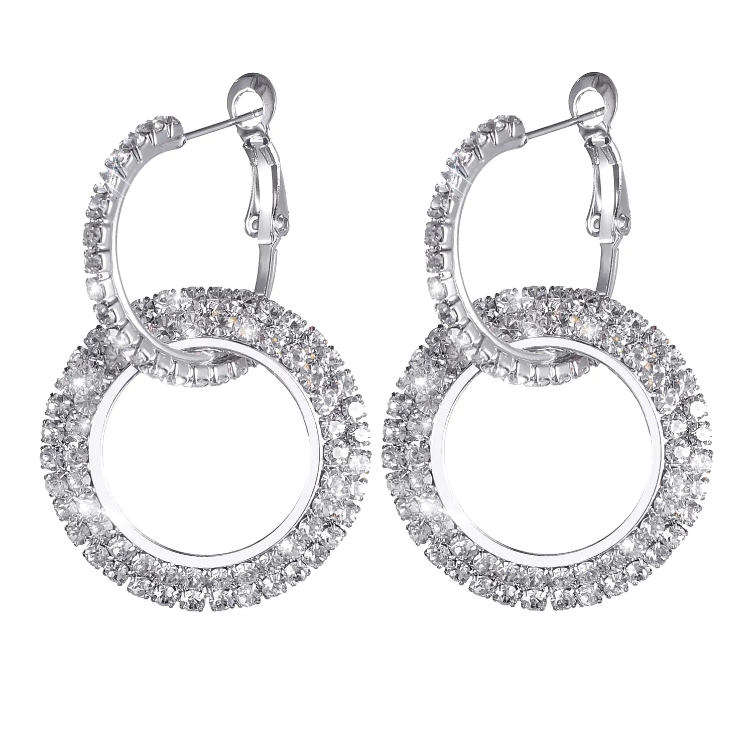 Trendy Rhinestone Hoop Earrings with Crystal Accents