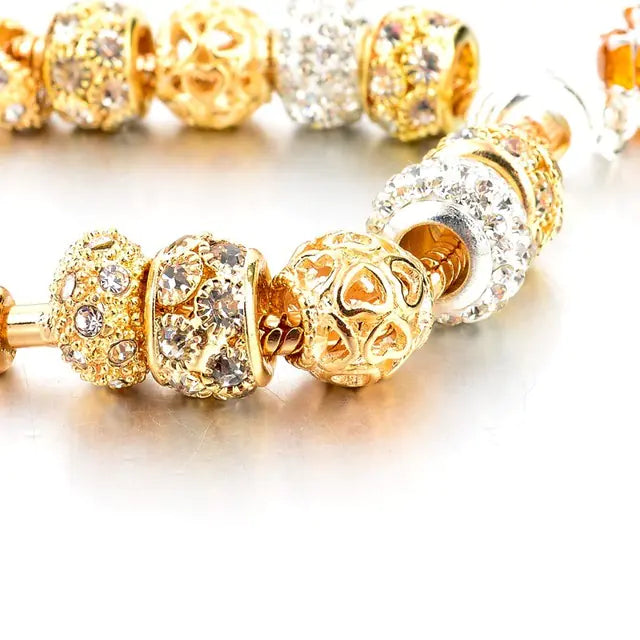 Gold Plated Heart Bead Bracelet for Women (Handmade)