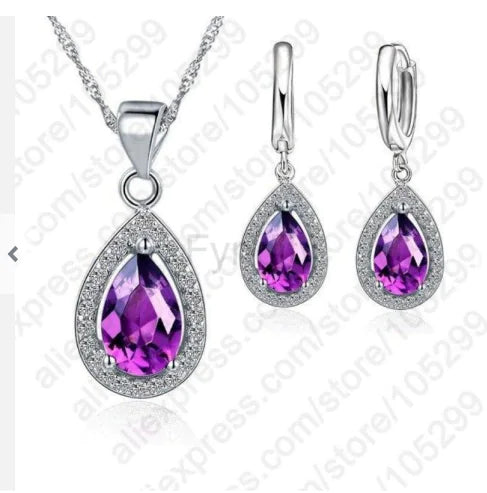 Zircon Jewelry Set - Earrings and Necklace Combination
