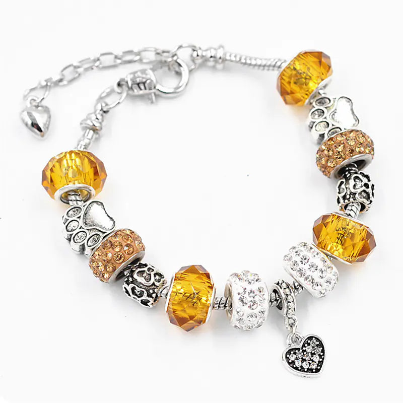 DIY Crystal Bead Bracelet - Heart Couple Snake Chain