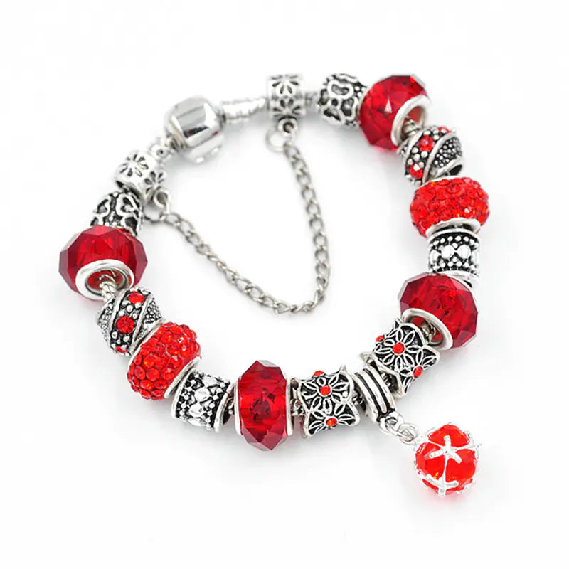 DIY Crystal Bead Bracelet - Heart Couple Snake Chain