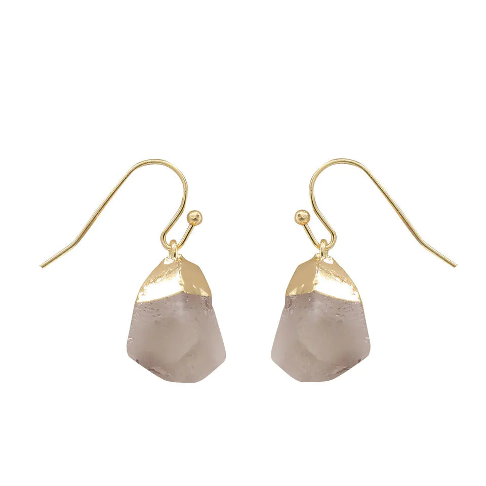 Raw Stone Crystal Earrings - Trendy Accessories