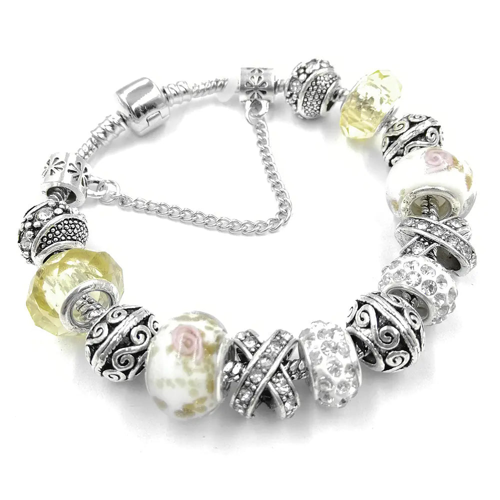 Vintage Snake Chain Crystal Beaded Bracelet