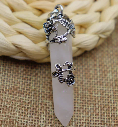 Natural Stone Crystal Hexagonal Pendant Necklace