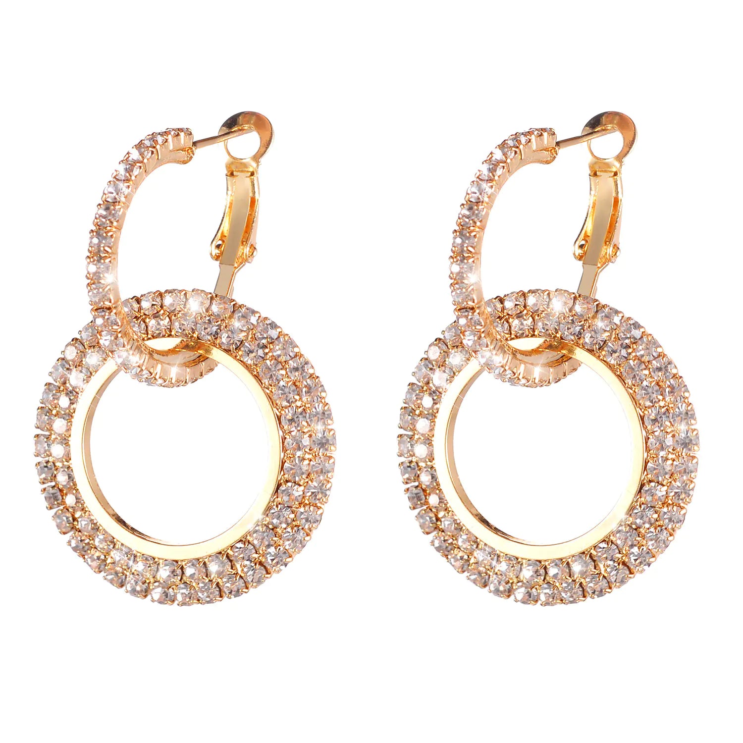 Trendy Rhinestone Hoop Earrings with Crystal Accents