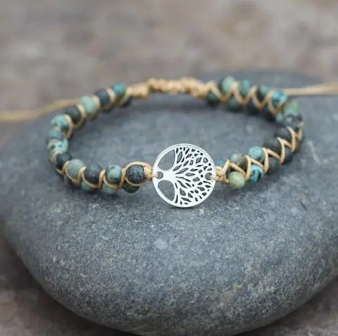 Handcrafted Natural Stone Women's Bracelet with Beads