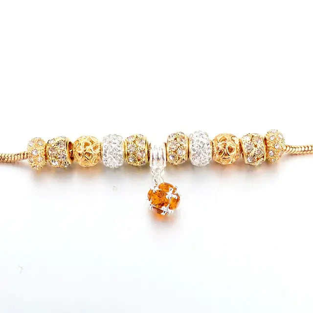 Gold Plated Heart Bead Bracelet for Women (Handmade)