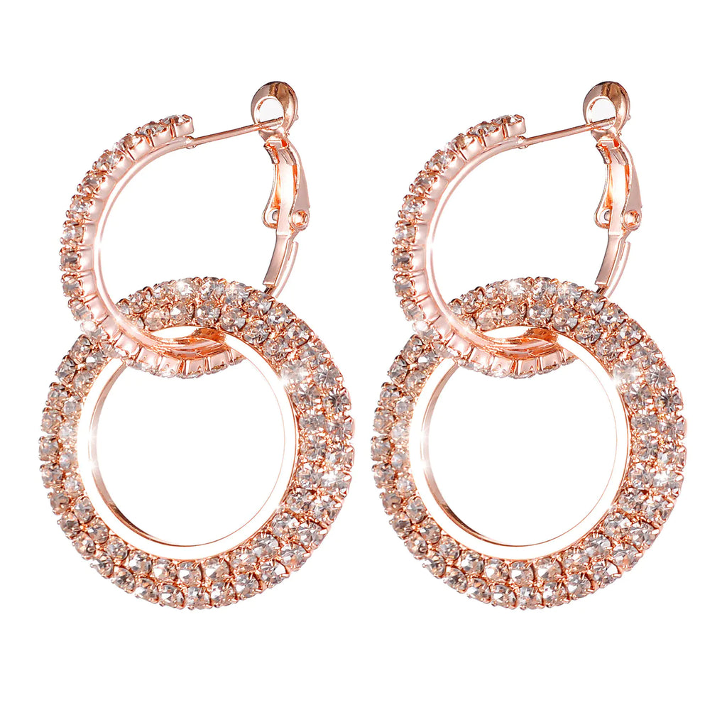 Trendy Rhinestone Hoop Earrings with Crystal Accents