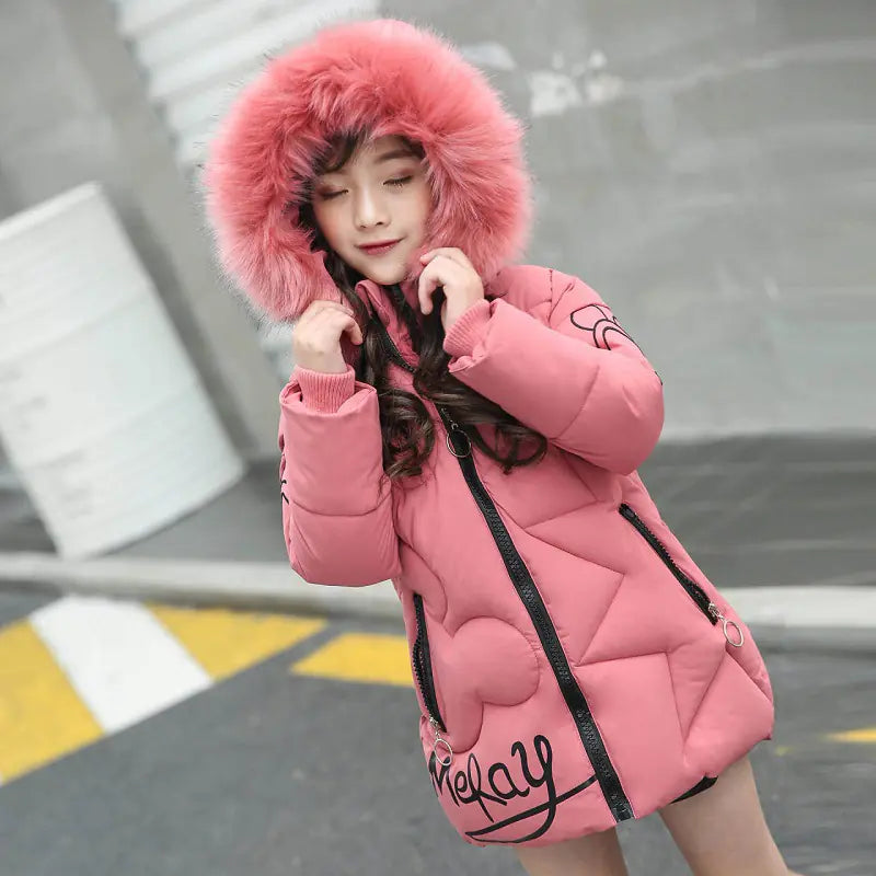 Thickened Korean Style Cotton Jacket for Little Girls