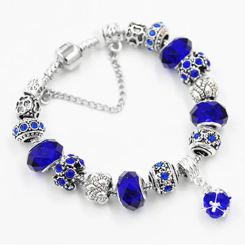 DIY Crystal Bead Bracelet - Heart Couple Snake Chain