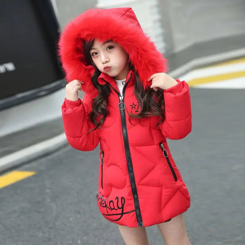 Thickened Korean Style Cotton Jacket for Little Girls
